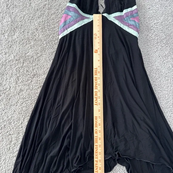 Vntg Bebe Halterneck Black Dress Satin Accents Size M Asymmetrical Babydoll Y2K - Picture 6 of 9